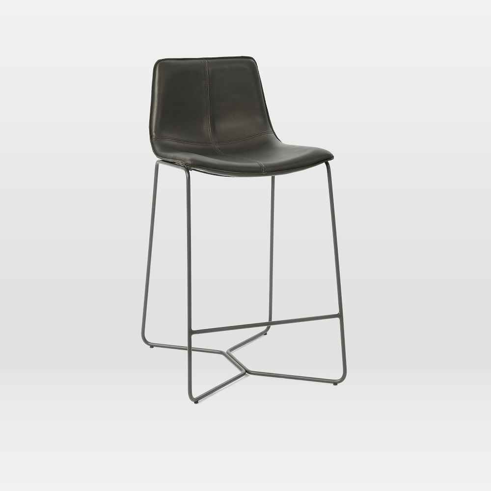 Buy online Slope Leather Bar Counter Stools now West Elm UAE UAE