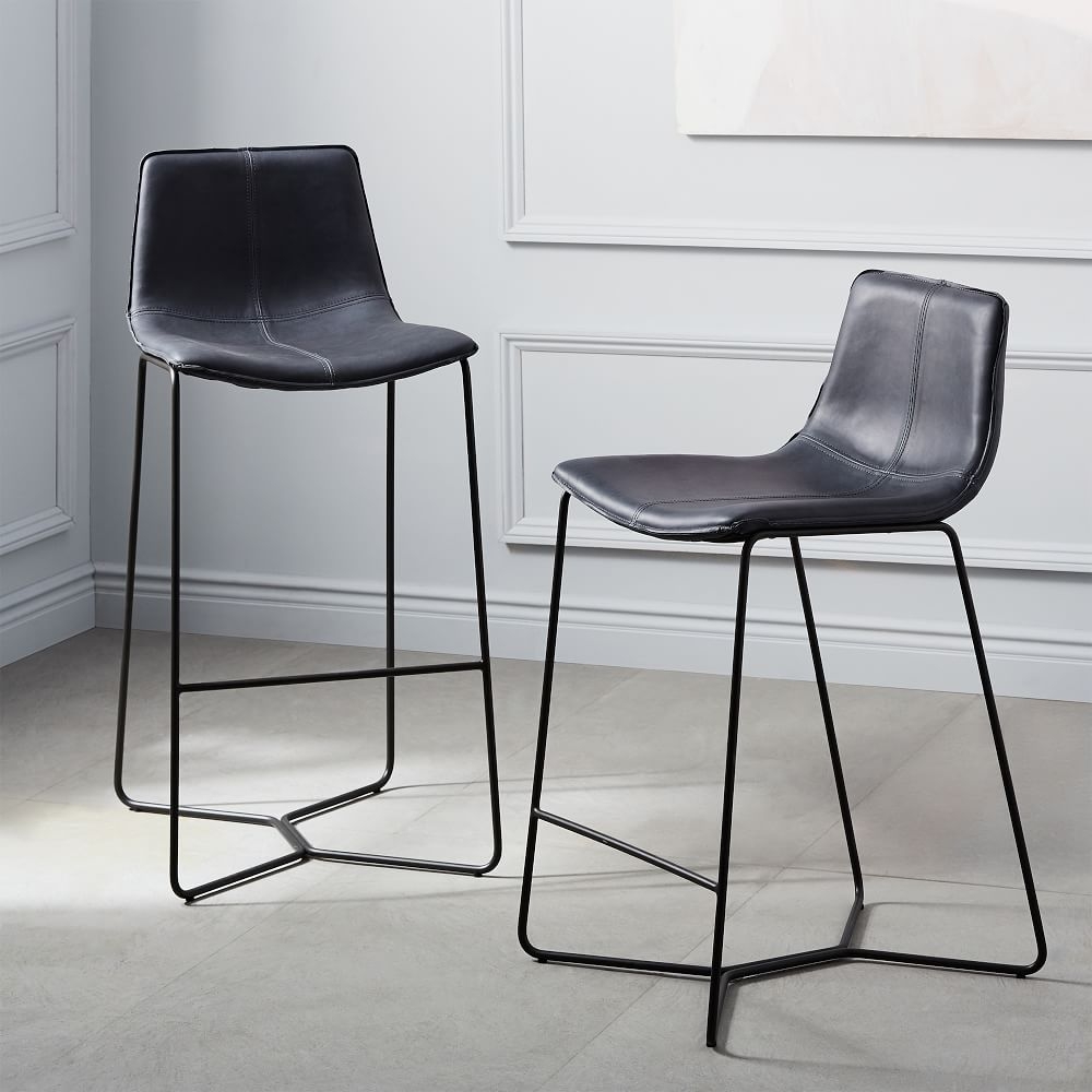 Gray leather counter stool deals