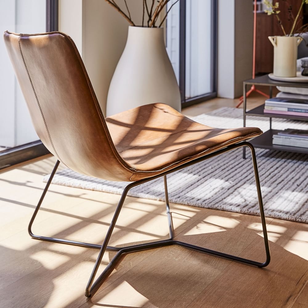West elm slope leather best sale chair