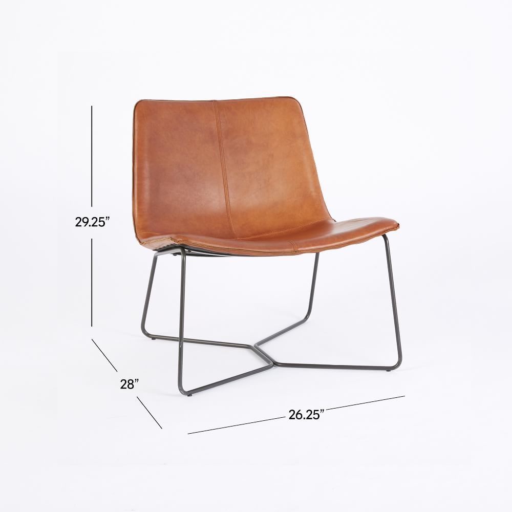 West elm hotsell brown leather chair