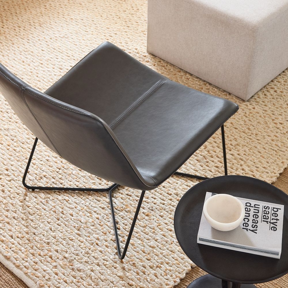 West elm slope leather sales lounge chair