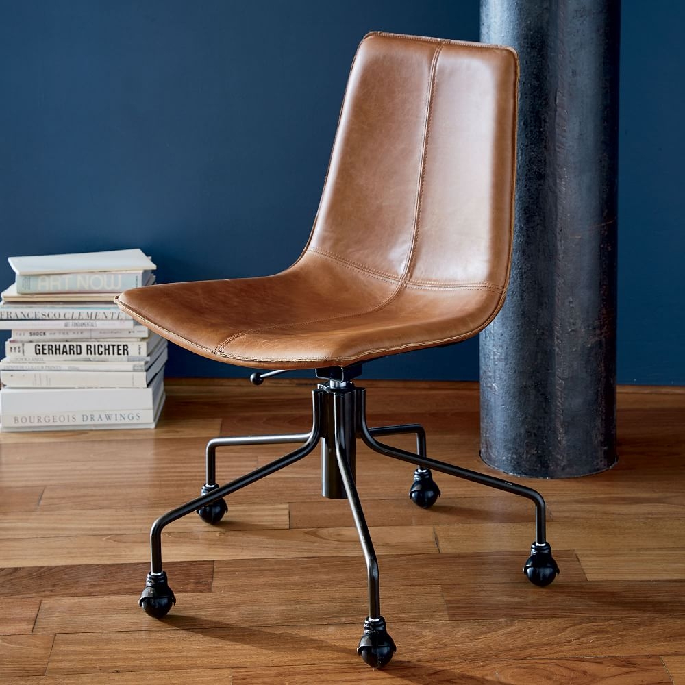 Buy online Slope Leather Swivel Office Chair now West Elm UAE UAE