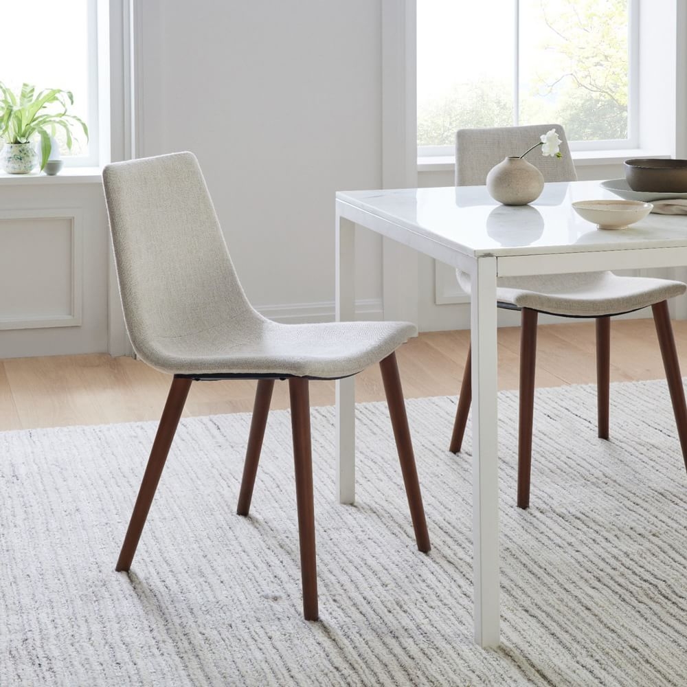 White wood store upholstered dining chairs
