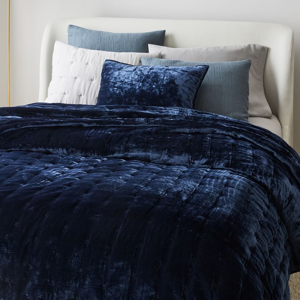 Navy blue coverlet and shams clearance