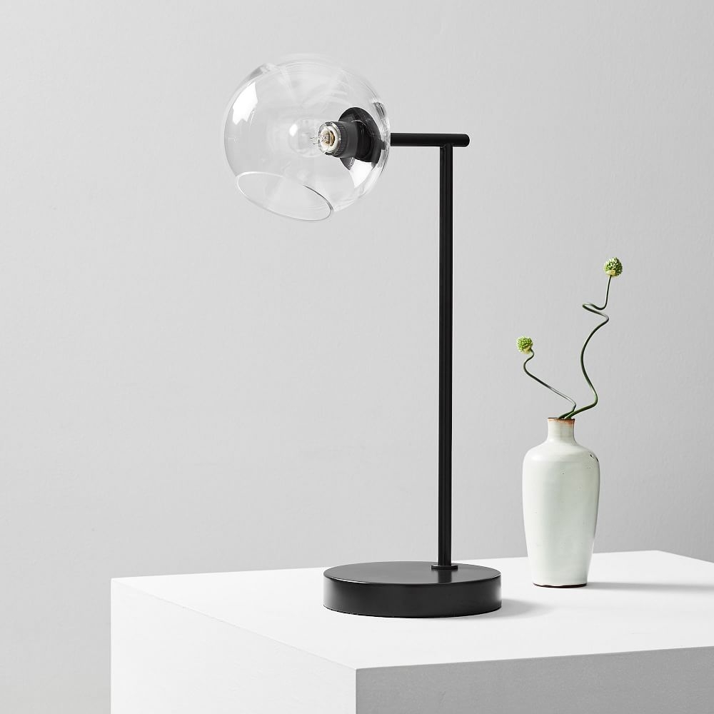 Black and glass table hot sale lamp