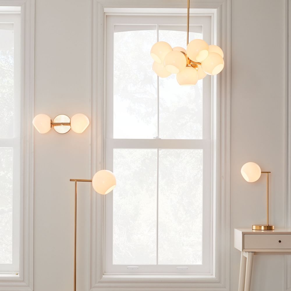 Floor lamp with glass clearance table