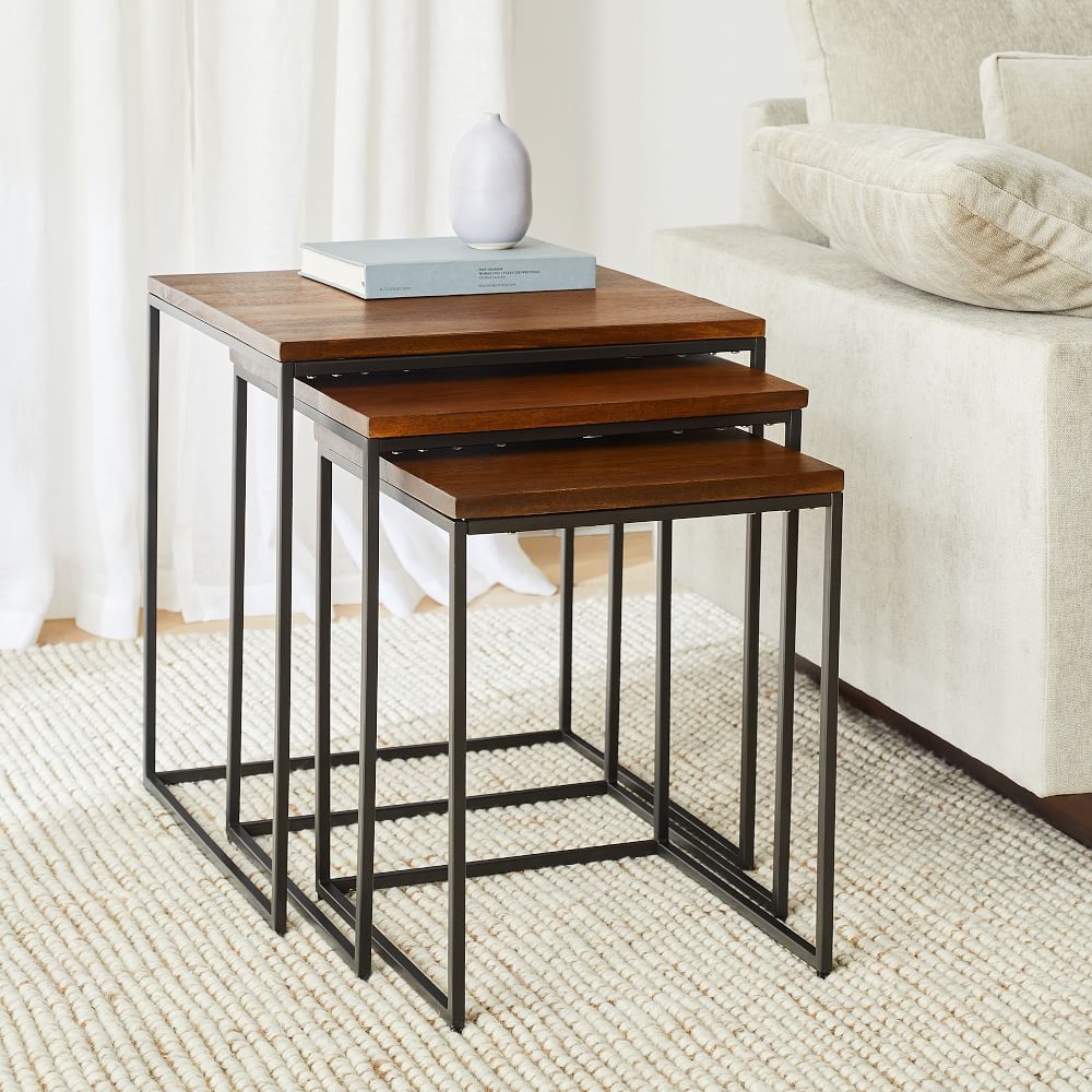 Metal and wood nesting online tables