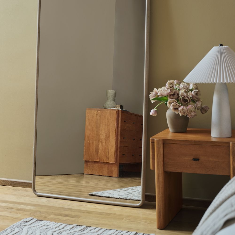 Wood floor mirror sales