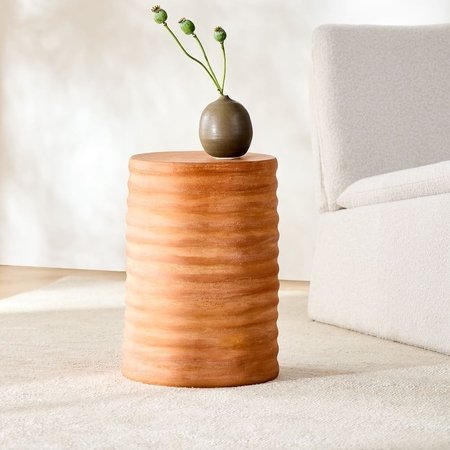 Wood drum top side table