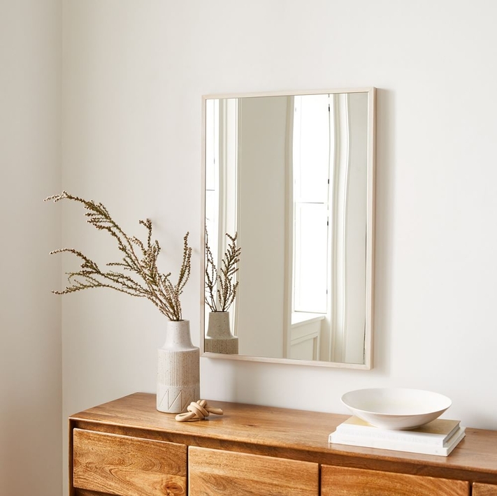 Thin Wood Wall Mirror Rectangle