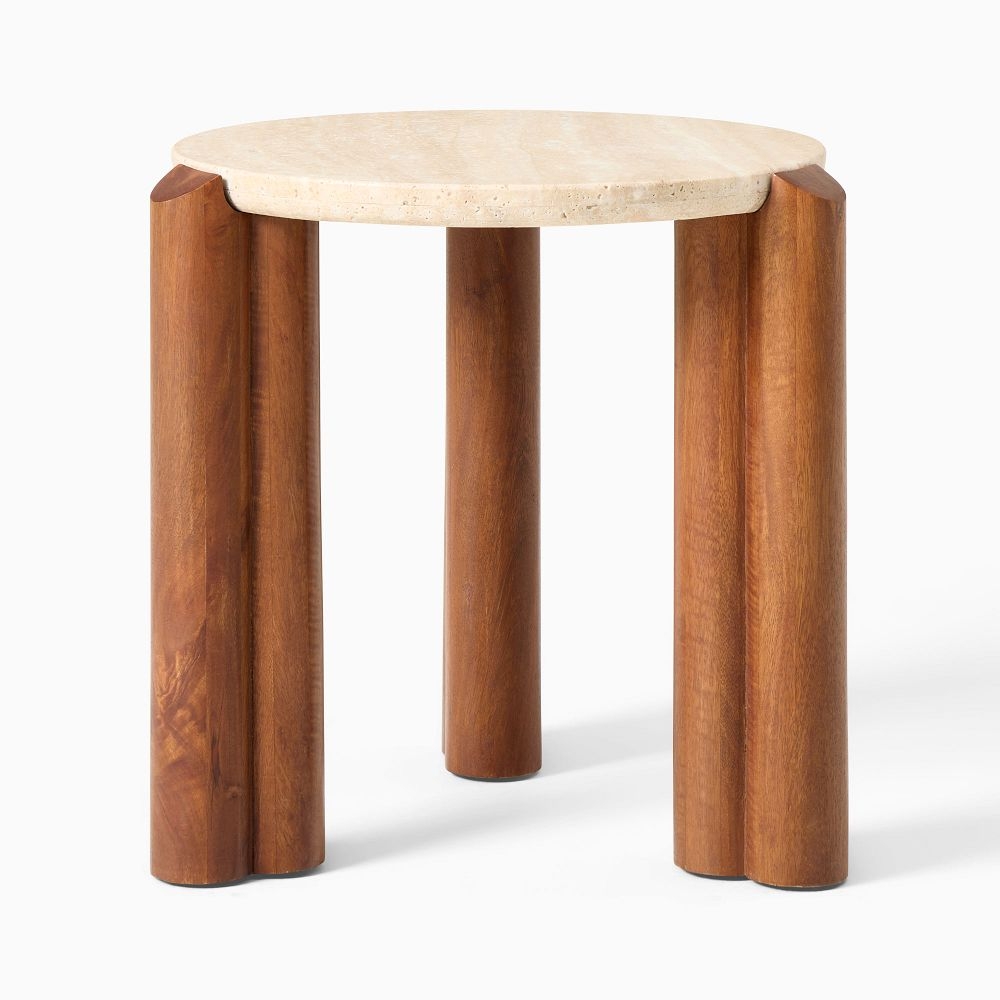 Round wood side table sale
