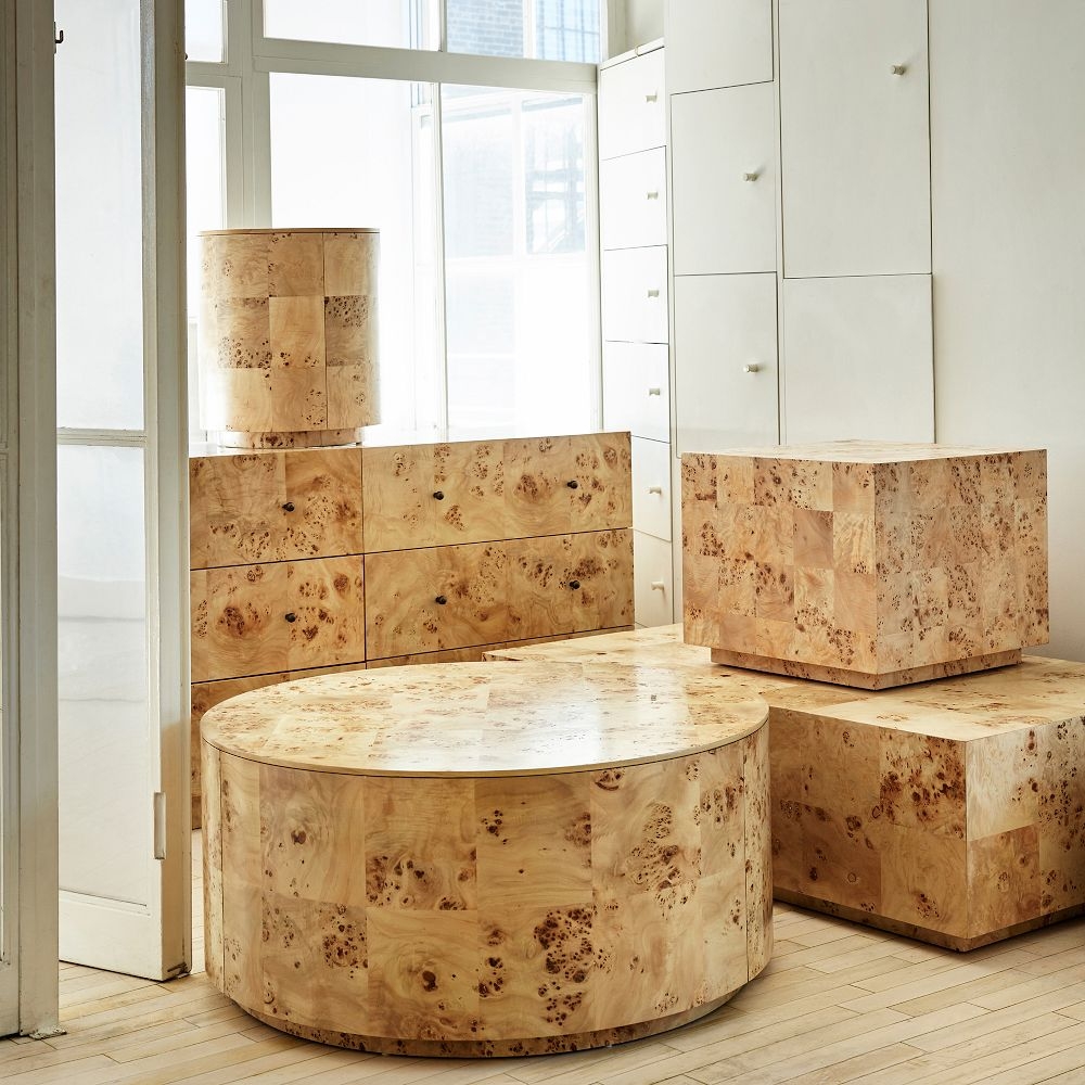Round burl clearance wood coffee table