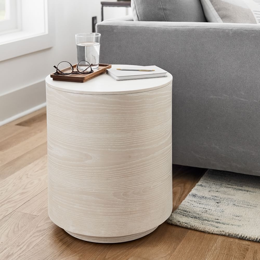 Wooden side store table with storage
