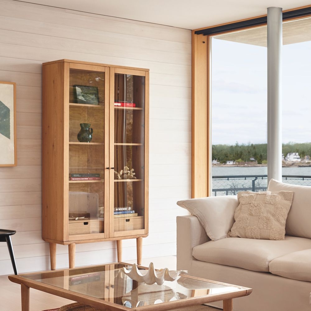 Long glass cabinet deals