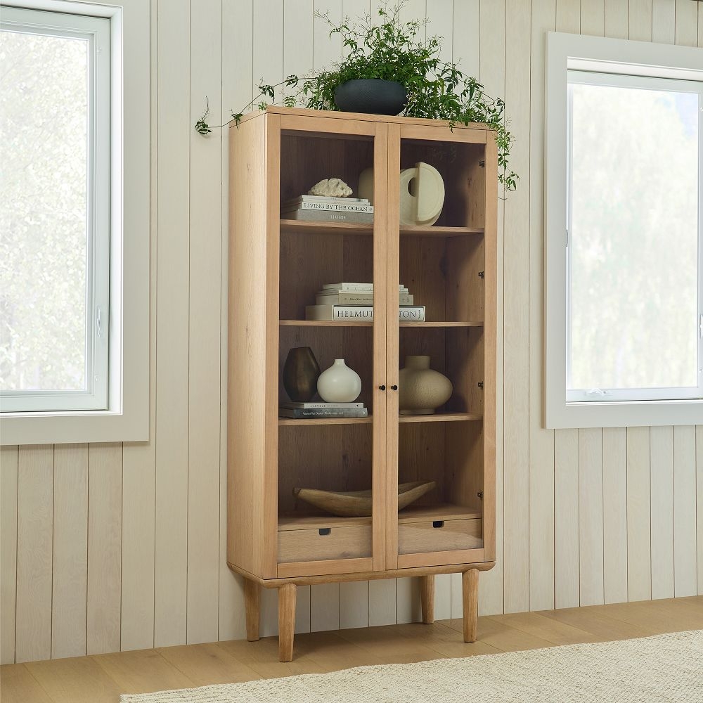 Tall glass door clearance cabinet