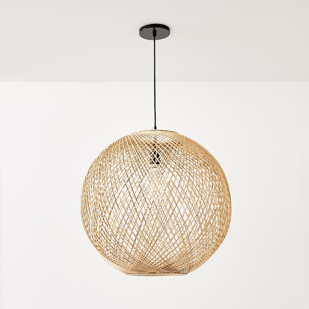 West elm wicker globe pendant deals