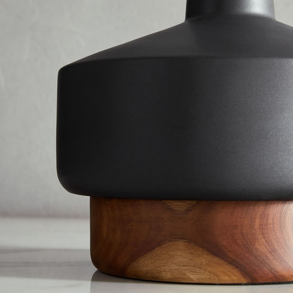 Dark wood table shop lamp