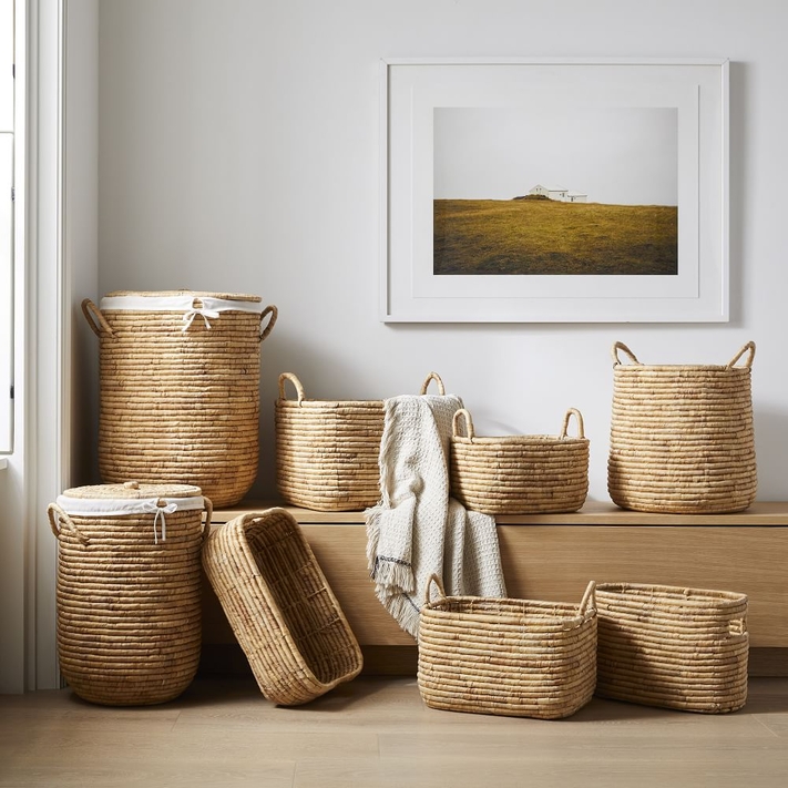 Woven white basket sale