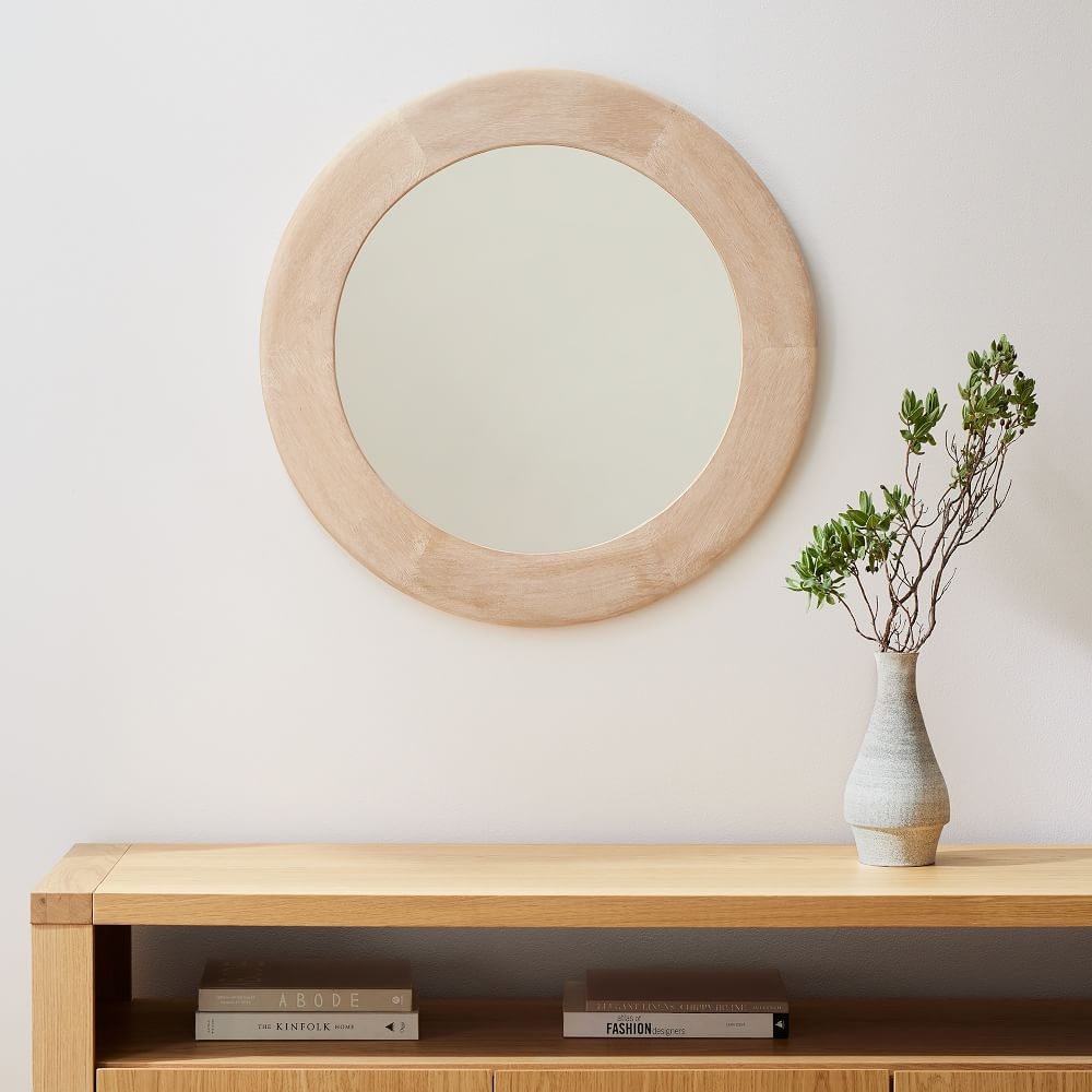 Round mirror wood frame new arrivals