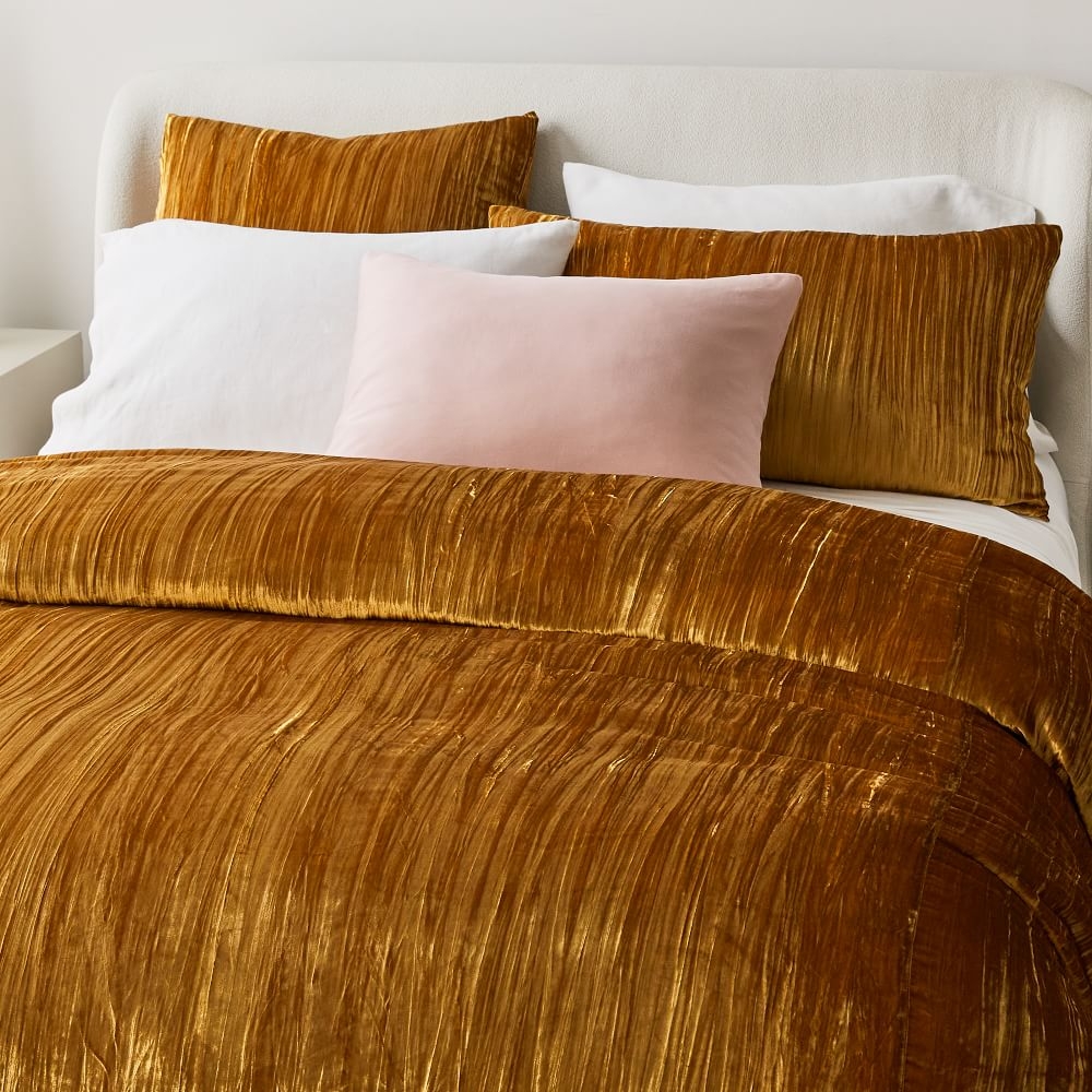 Crinkle velvet duvet cover west elm store