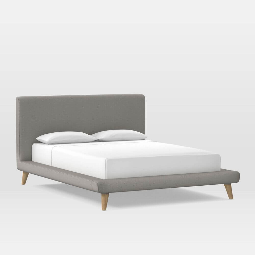 Grey upholstered outlet bed queen