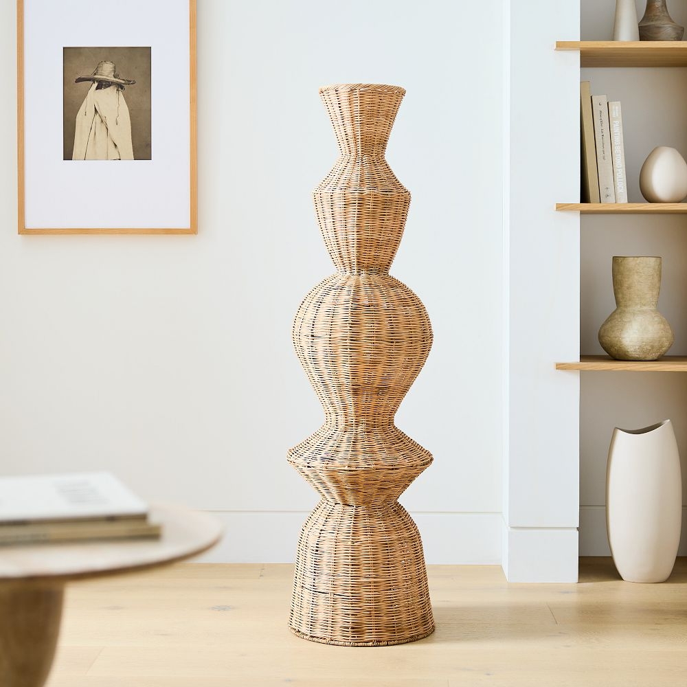 Woven Wicker Floor Vases