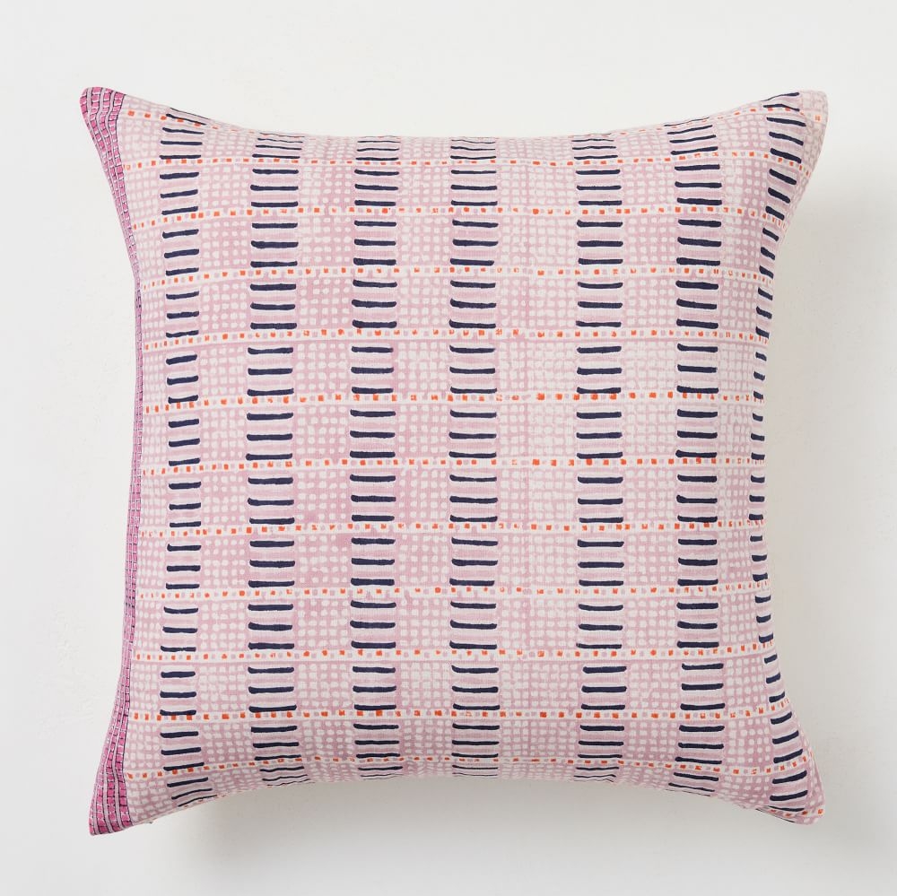 Block Print Grid Pillow Cover