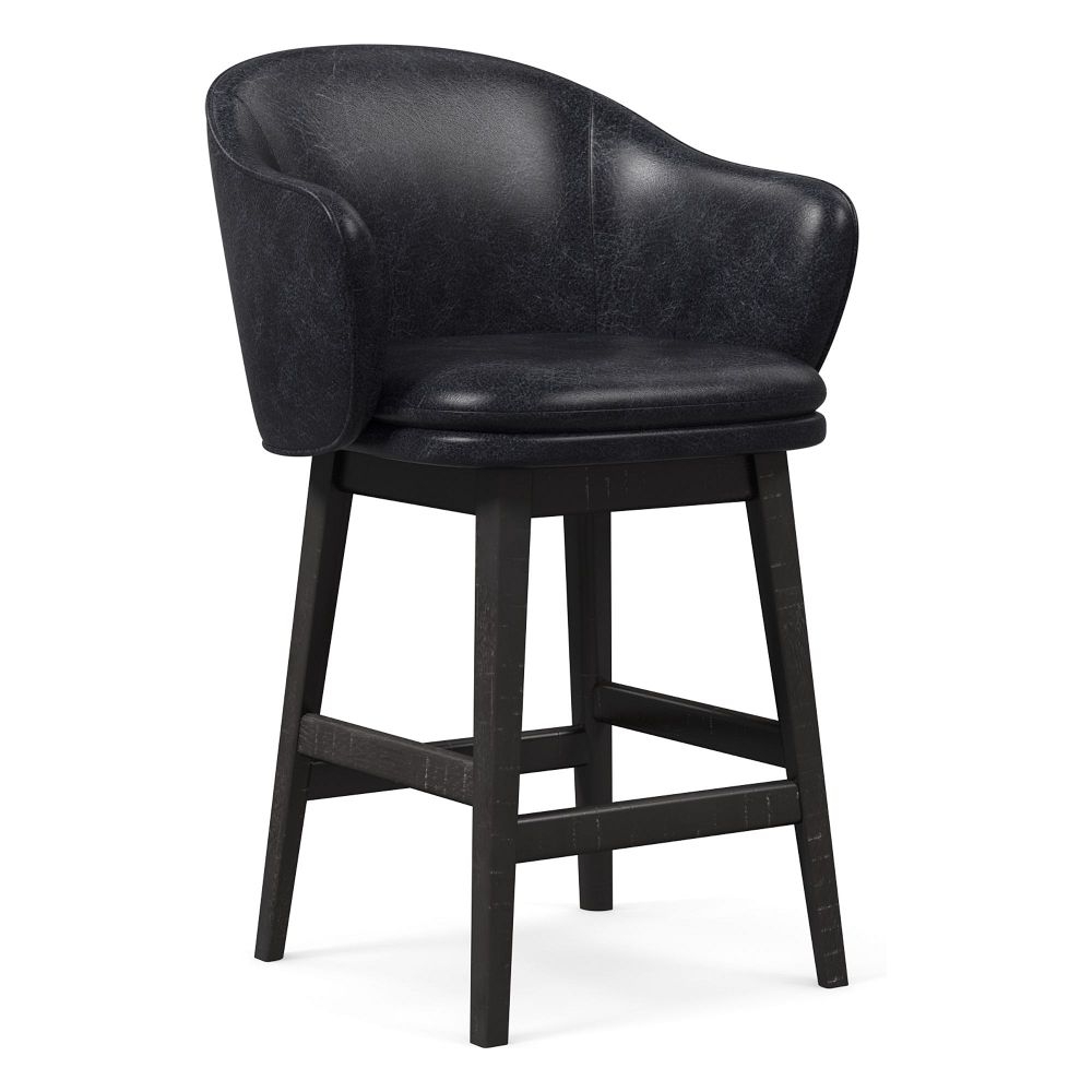 Black faux sales leather bar stools