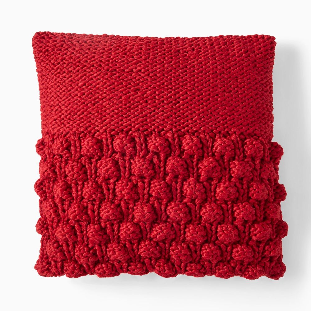 Red knit shop pillow