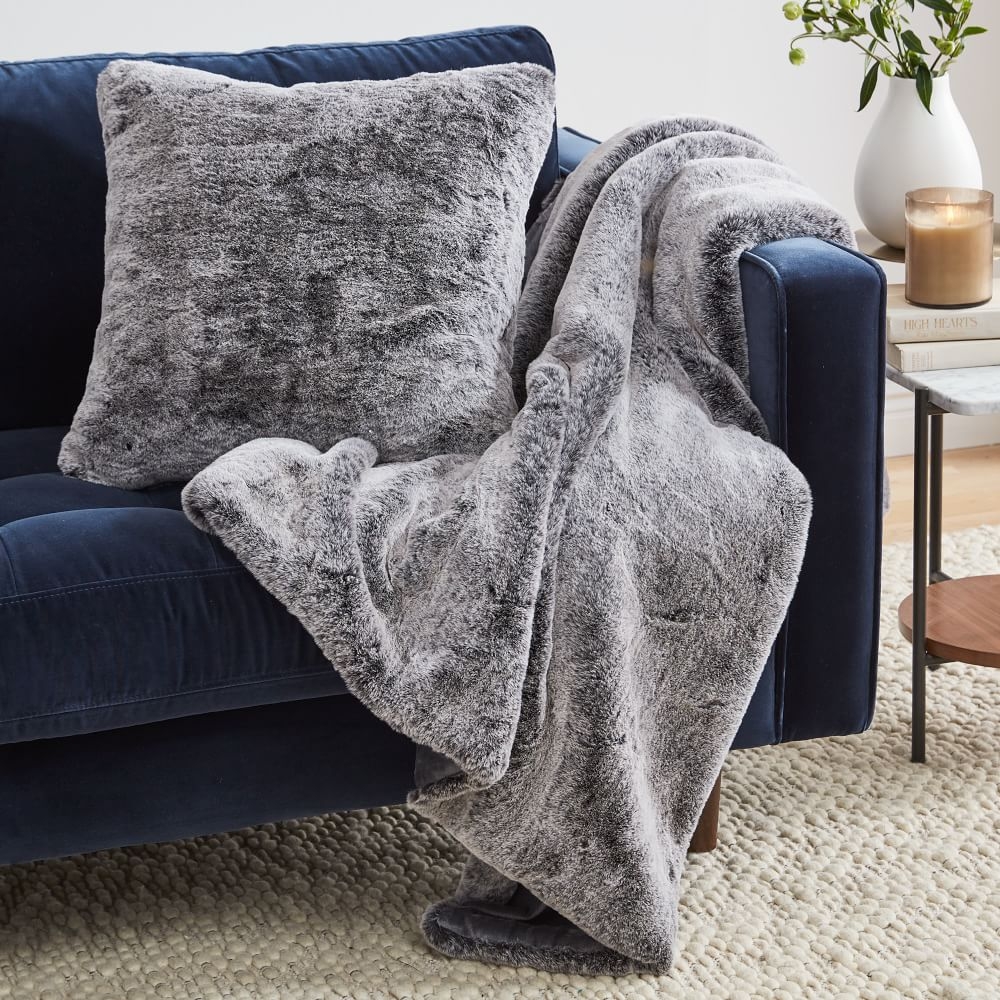 Faux fur shop throw pillow set