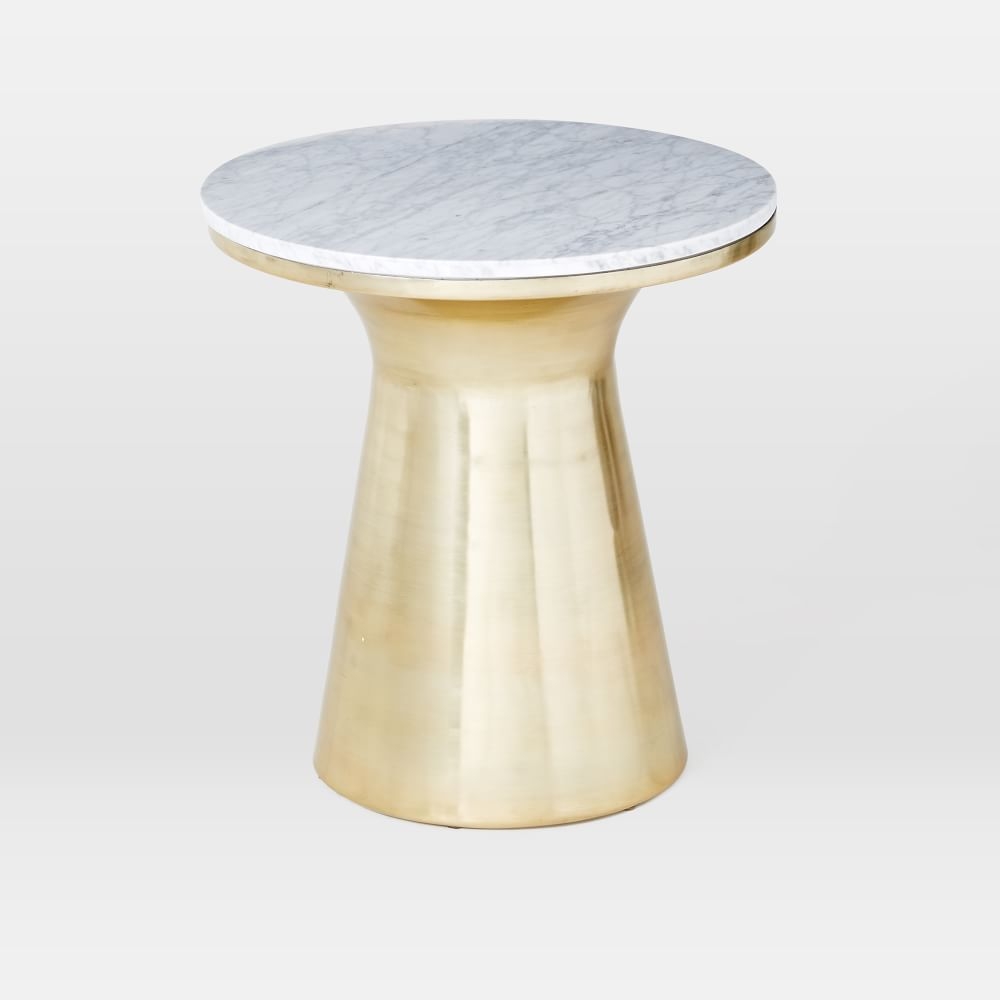 Gold pedestal outlet table