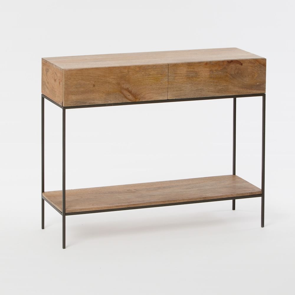 Industrial console sales table with drawers