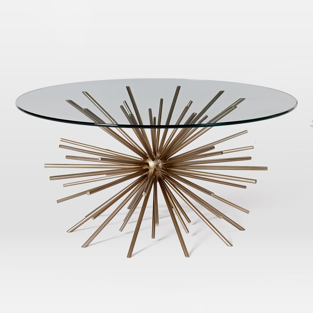 West elm gold top glass coffee table