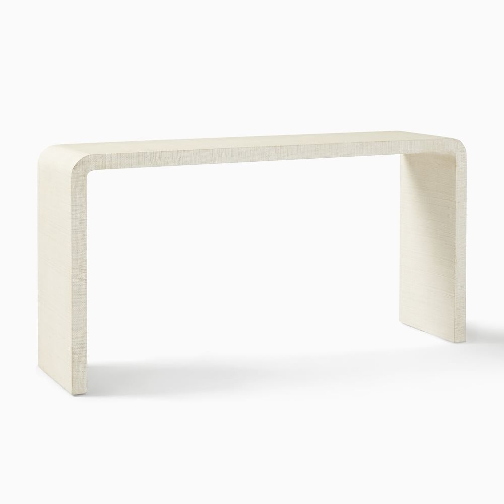 White waterfall store console table