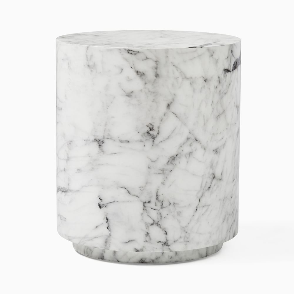 White cylinder on sale side table