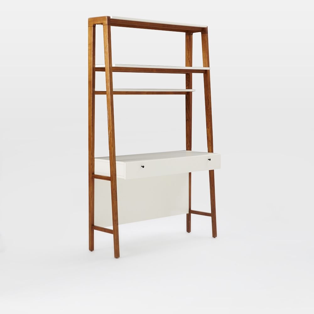 Modern Wall Desk Pecan White